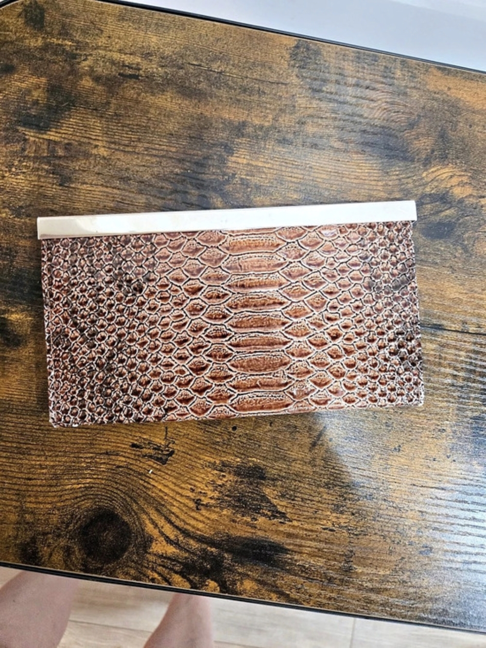 Vintage Y2K Mirror Mirror Brown Snakeprint Frame Wallet
